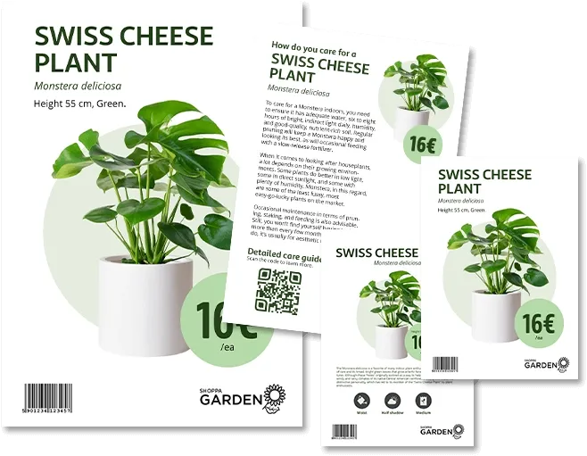 Reklammaterial för gröna krukväxter i olika format